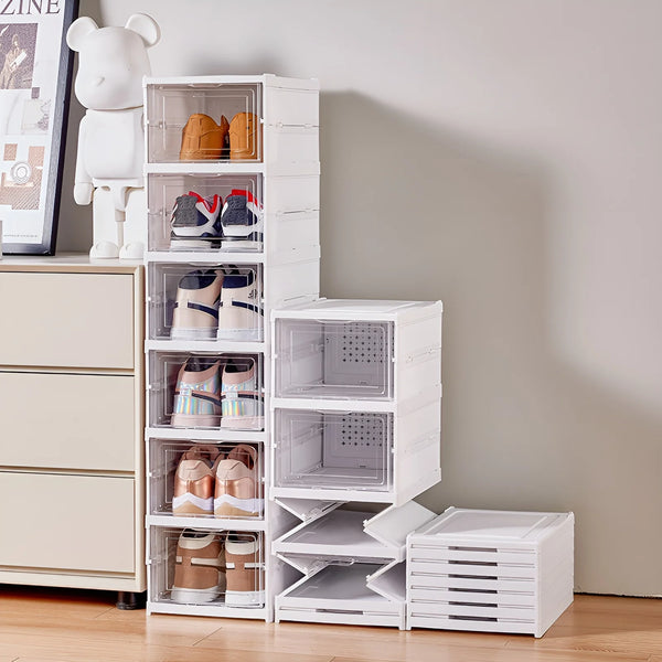 ClearStack Foldable Shoe Organizer Box